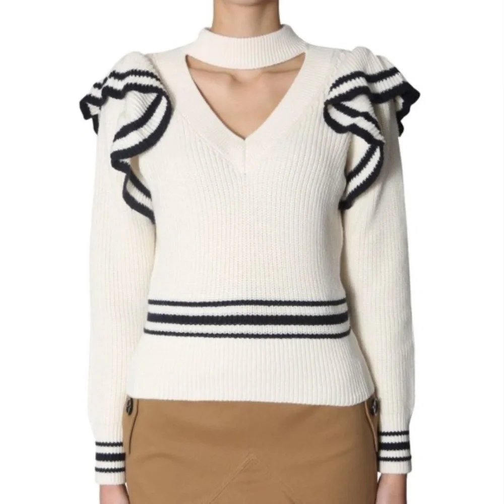 Self-Portrait Ivory Wool Blend Sweater  M New - Picture 4 of 10